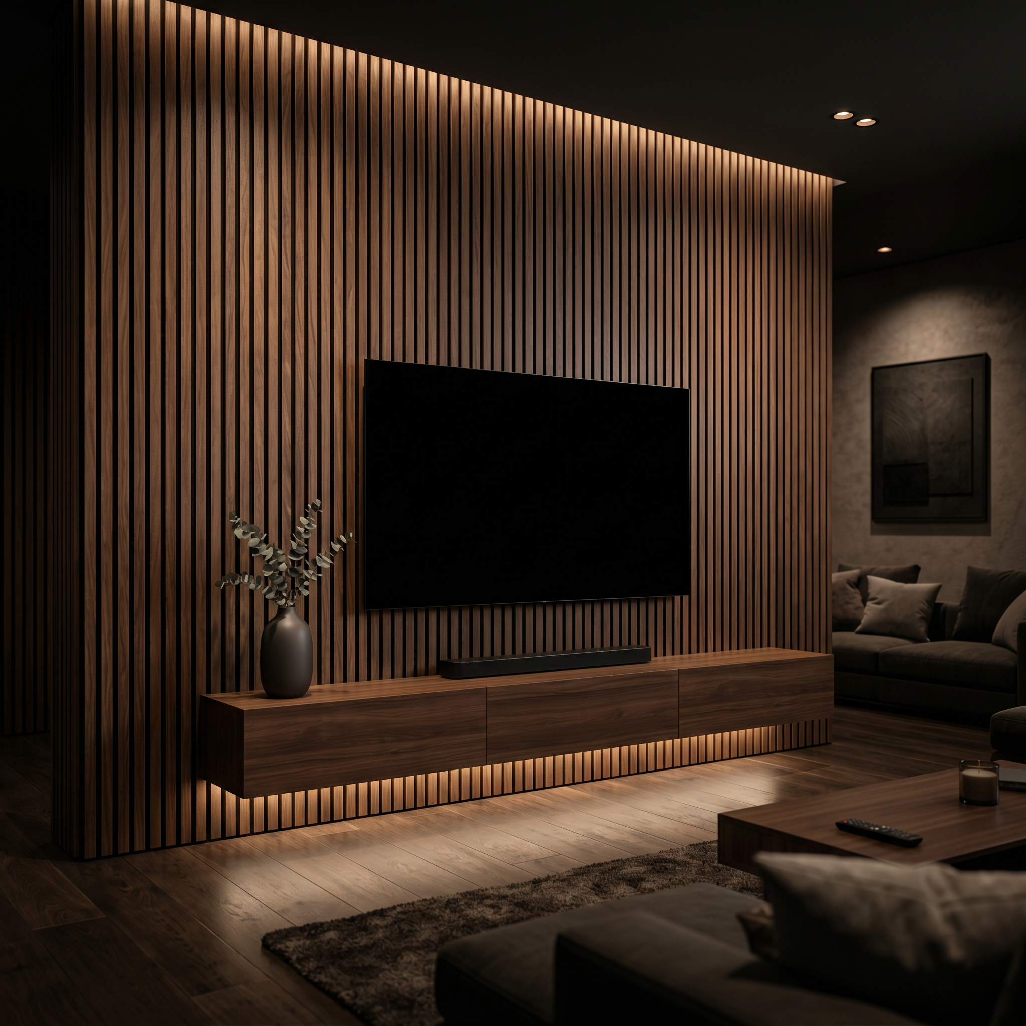 Brunello Premier — Walnut Acoustic Wall Panel 270 × 110 cm