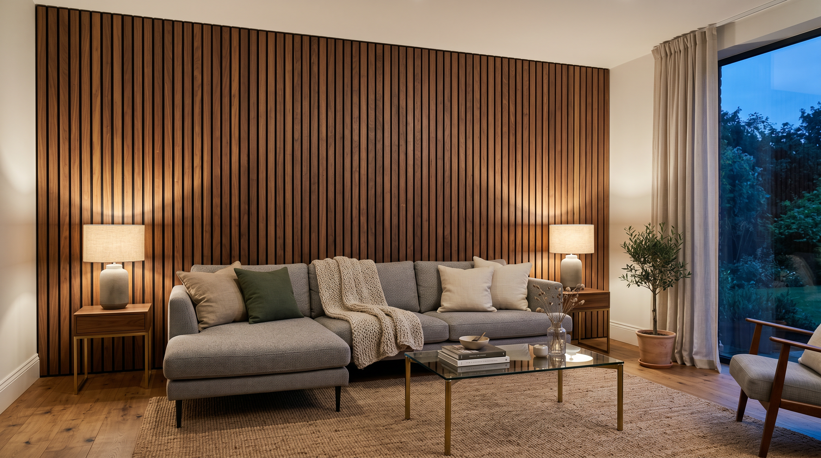 Brunello Premier — Walnut Acoustic Wall Panel 270 × 110 cm